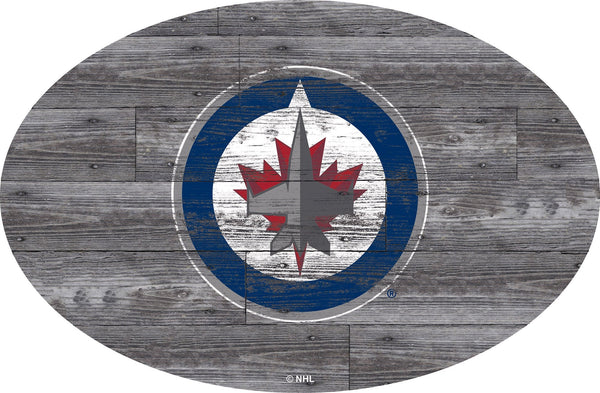 Winnipeg Jets 0773-46in Distressed Wood Oval