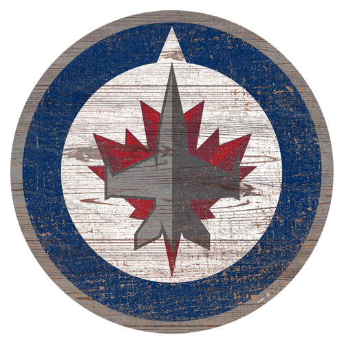 Winnipeg Jets 0843-Distressed Logo Cutout 24in