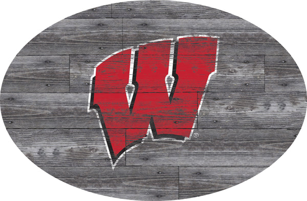 Wisconsin Badgers 0773-46in Distressed Wood Oval