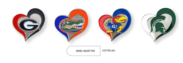 {{ Wholesale }} Mississippi State Bulldogs Swirl Heart Pins 