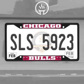 Wholesale-NBA - Chicago Bulls License Plate Frame - Black Chicago Bulls - NBA - Black Metal License Plate Frame SKU: 31327