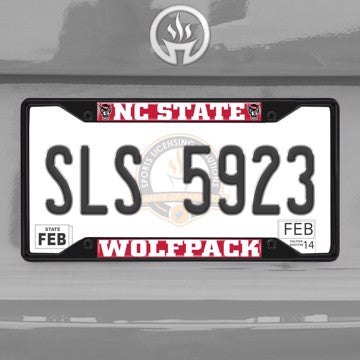 Wholesale-North Carolina State University License Plate Frame - Black NC State - NCAA - Black Metal License Plate Frame SKU: 31268