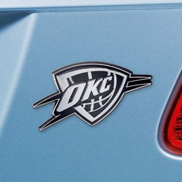 Wholesale-Oklahoma City Thunder Emblem - Chrome NBA Exterior Auto Accessory - Chrome Emblem - 1.8" x 3.2" SKU: 14875