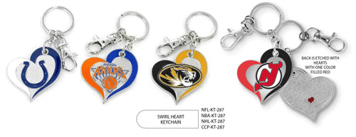 {{ Wholesale }} Pittsburgh Panthers Swirl Heart Keychains 