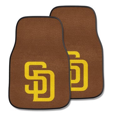 Wholesale-San Diego Padres 2-pc Carpet Car Mat Set MLB Auto Floor Mat - 2 piece Set - 17" x 27" SKU: 6533