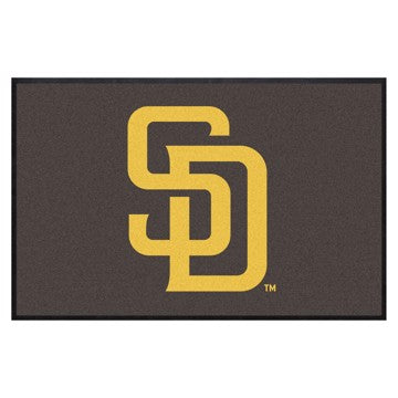 Wholesale-San Diego Padres 4X6 High-Traffic Mat with Durable Rubber Backing MLB Commercial Mat - Landscape Orientation - Indoor - 43" x 67" SKU: 9863