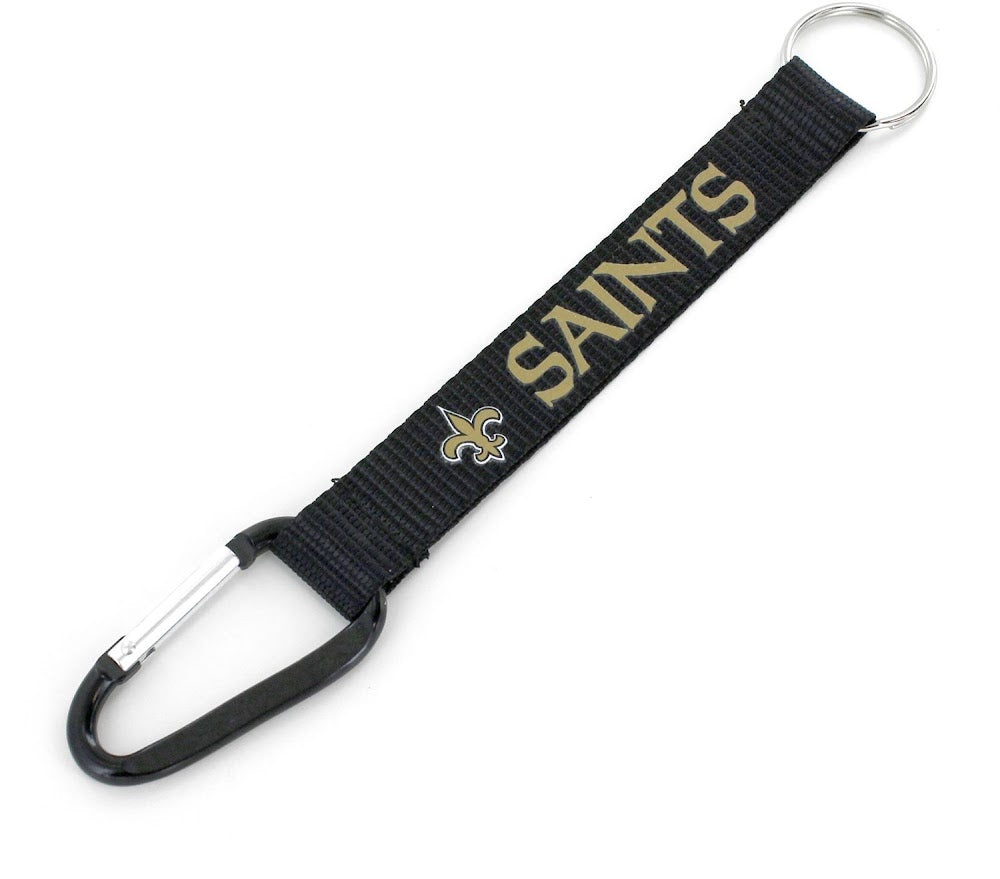 Wholesale NEW ORLEANS SAINTS BLACK CARABINER LANYARD KEYCHAIN (NM) NFL-KT-147-22-BK