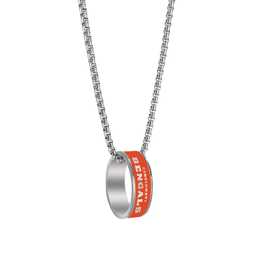 Wholesale CINCINNATI BENGALS (SILVER) FASHION RING PENDANT NECKLACE NFL-PD-640-02-SV