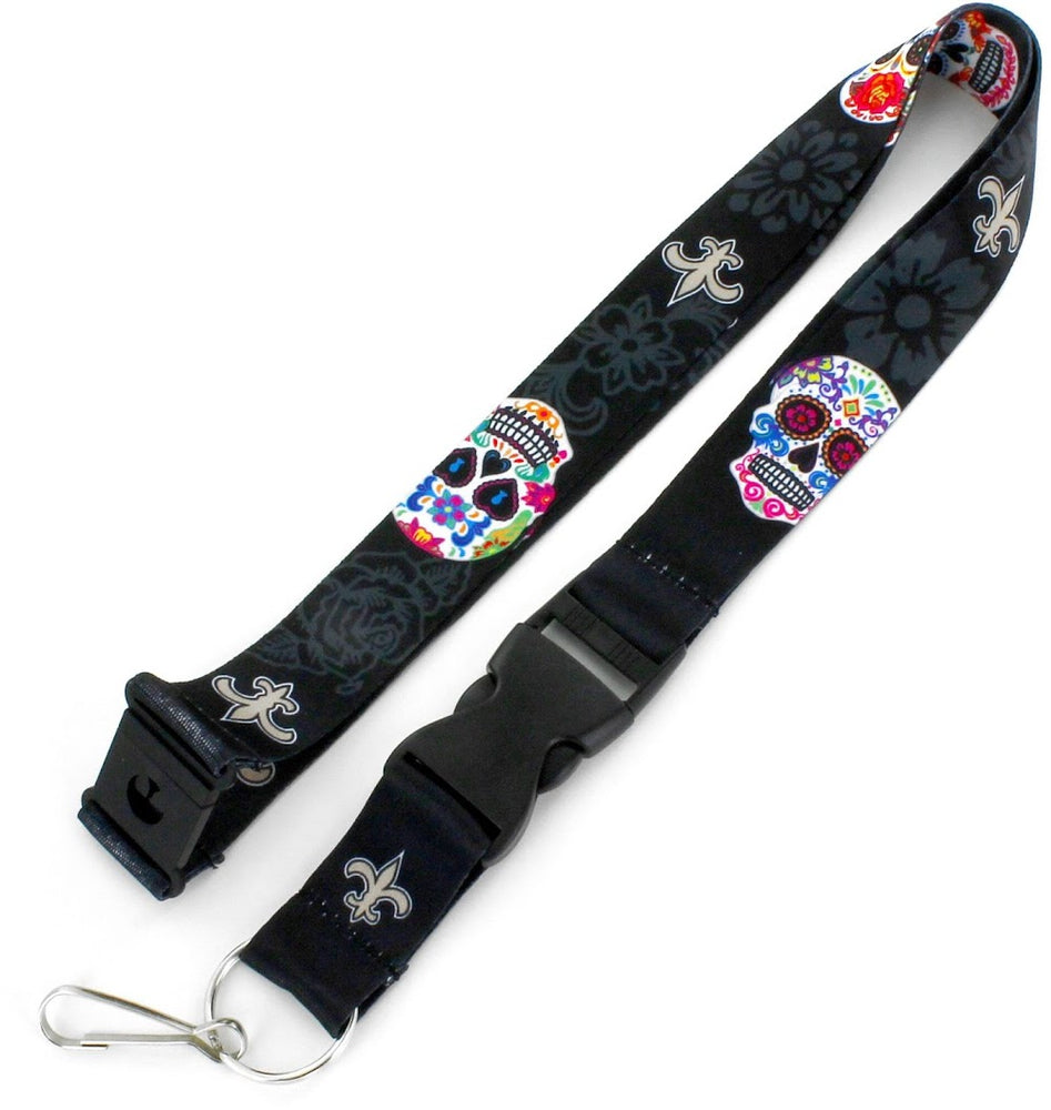 Wholesale NEW ORLEANS SAINTS (BLACK) SUGAR SKULL LANYARD (NM) NFL-LN-570-22