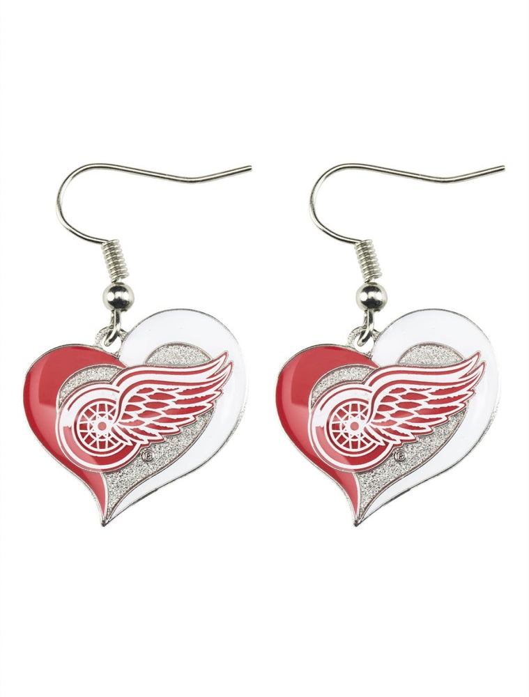 Wholesale RED WINGS SWIRL HEART EARRINGS NHL-ER-245-23