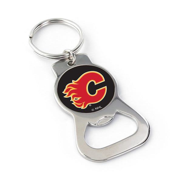 Wholesale FLAMES BOTTLE OPENER KEYCHAIN PRIM. LOGO NHL-BK-702-02