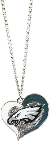 Wholesale PHILADELPHIA EAGLES SWIRL HEART NECKLACE NFL-PD-303-24