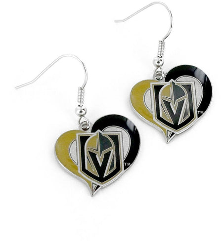 Wholesale GOLDEN KNIGHTS SWIRL HEART EARRINGS NHL-ER-245-34