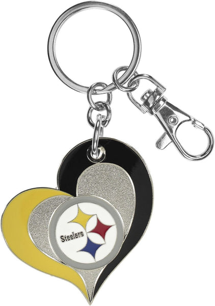 Wholesale PITTSBURGH STEELERS SWIRL HEART KEYCHAIN NFL-KT-287-12