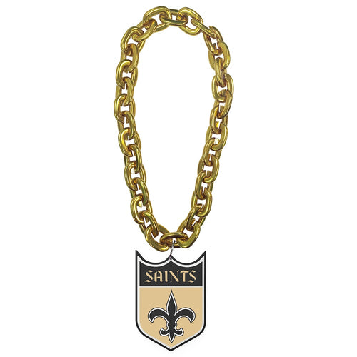 Wholesale NEW ORLEANS SAINTS (GOLD) "SHIELD" THROWBACK FAN CHAIN NFL-FF-590-22-THB