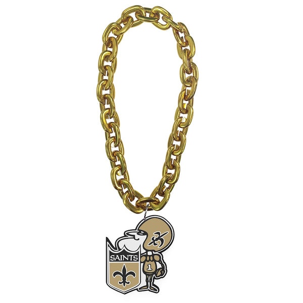 Wholesale NEW ORLEANS SAINTS (GOLD) "SIR SAINT" THROWBACK FAN CHAIN NFL-FF-590-22-THB-SS