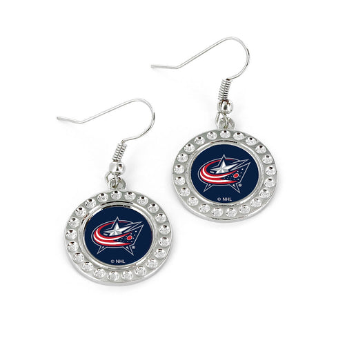 Wholesale BLUE JACKETS DIMPLE EARRINGS (FJ-1080) NHL-ER-959-30