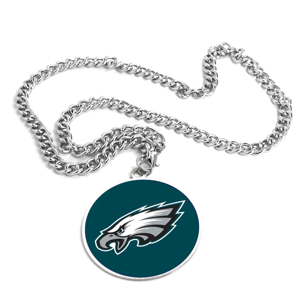 Wholesale PHILADELPHIA EAGLES (SILVER) TEAM EMBLEM NECKLACE NFL-PD-632-24