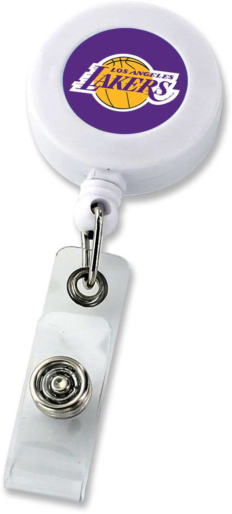 Wholesale LAKERS RETRACTABLE BADGE HOLDER WHITE (NE) NBA-BH-862-25