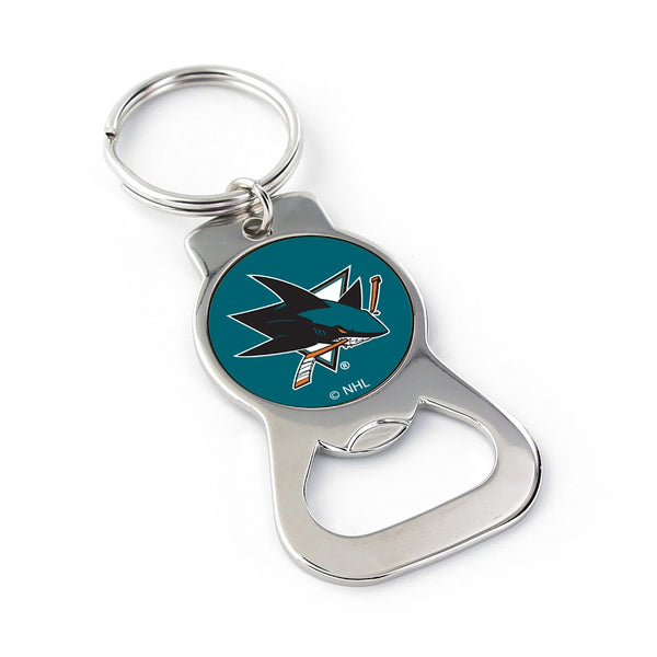 Wholesale SHARKS BOTTLE OPENER KEYCHAIN PRIM. LOGO NHL-BK-702-21