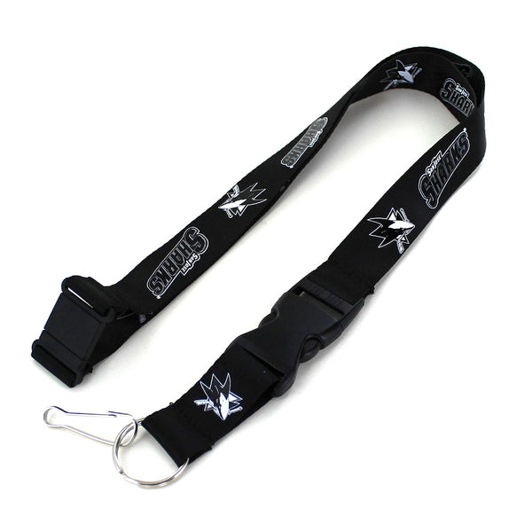 Wholesale SHARKS (BLACK & WHITE) TEAM LANYARD (NM) NHL-LN-095-21-BW