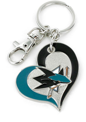 Wholesale SHARKS SWIRL HEART KEYCHAIN NHL-KT-287-21