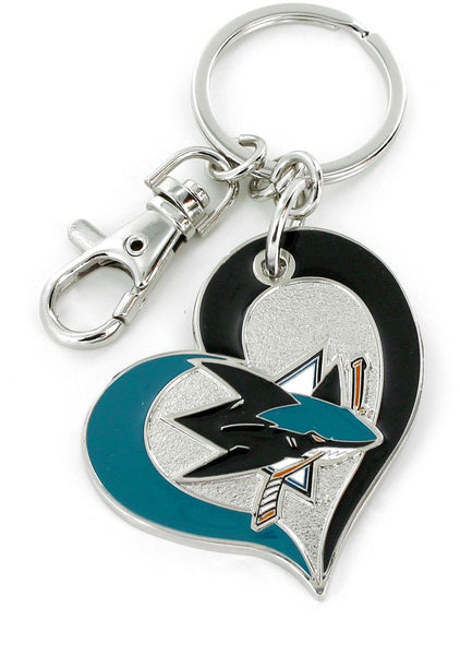 Wholesale SHARKS SWIRL HEART KEYCHAIN NHL-KT-287-21