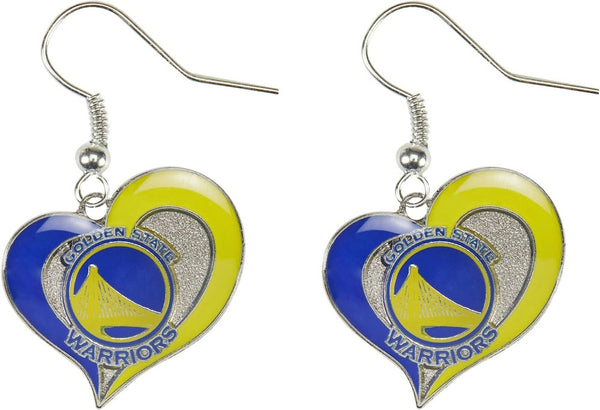 Wholesale WARRIORS SWIRL HEART EARRINGS NBA-ER-245-23