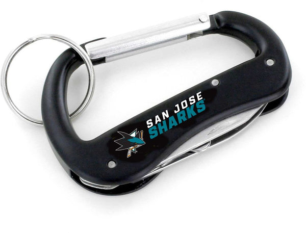 Wholesale SHARKS CARABINER MULTI TOOL KEYCHAIN (SP) NHL-KT-1000-21