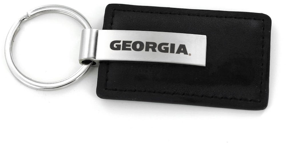 Wholesale GEORGIA BLACK LEATHER KEYCHAIN W/ LASER ENGRAVED LOGO (NM) CCP-KT-533-09