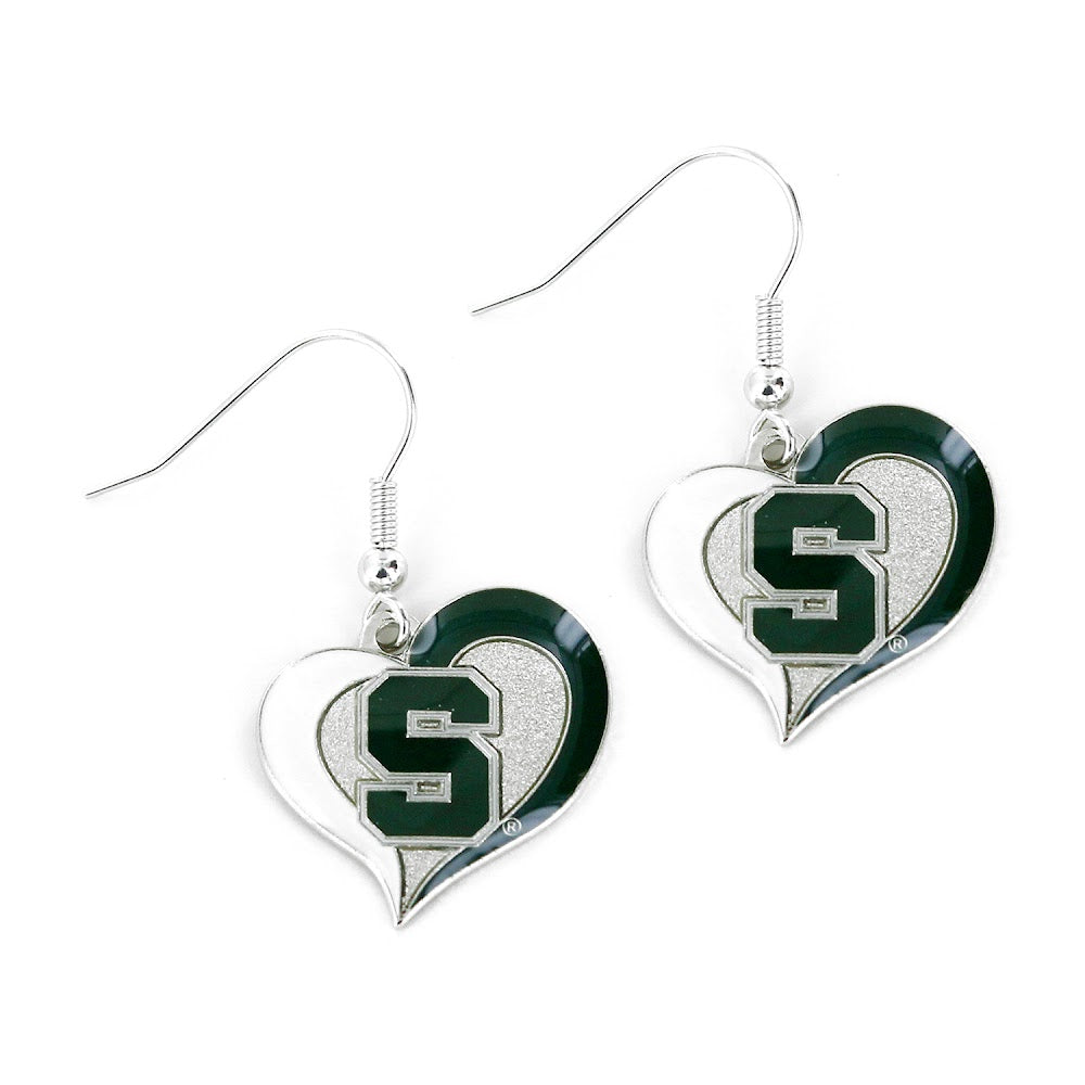 Wholesale MICHIGAN STATE SWIRL HEART EARRINGS CCP-ER-245-44