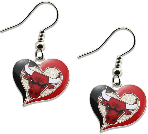 Wholesale BULLS SWIRL HEART EARRINGS NBA-ER-245-10