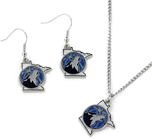 Wholesale TIMBERWOLVES STATE DESIGN EARRINGS & PENDANT SET (NM) NBA-SE-1082-19