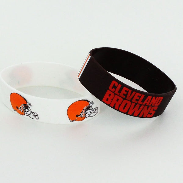 Wholesale CLEVELAND BROWNS WIDE BRACELETS (2-PACK) NFL-BC-207-03