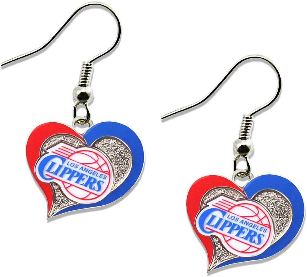 Wholesale CLIPPERS SWIRL HEART EARRINGS NBA-ER-245-24