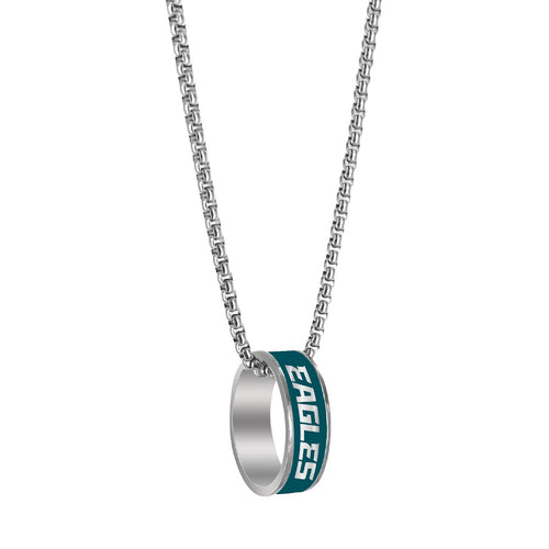 Wholesale PHILADELPHIA EAGLES (SILVER) FASHION RING PENDANT NECKLACE NFL-PD-640-24-SV