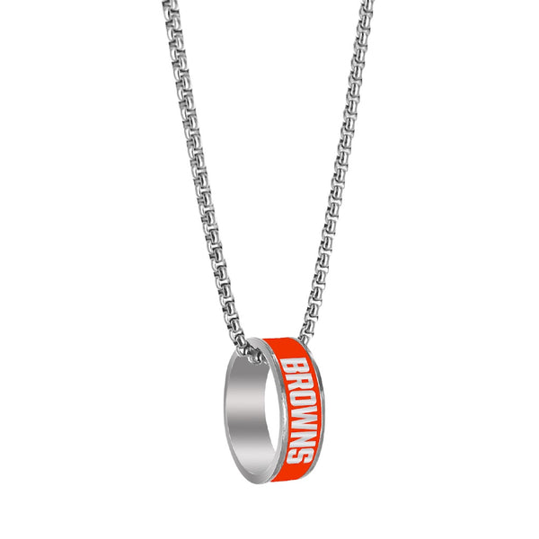 Wholesale CLEVELAND BROWNS (SILVER) FASHION RING PENDANT NECKLACE NFL-PD-640-03-SV