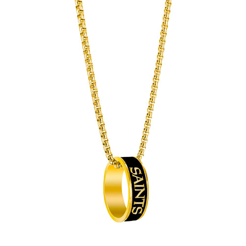 Wholesale NEW ORLEANS SAINTS (GOLD) FASHION RING PENDANT NECKLACE NFL-PD-640-22-GD