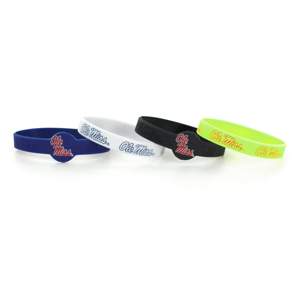 WHOLESALE OLE MISS SILICONE BRACELETS (4 PACK)