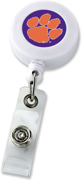 WHOLESALE CLEMSON (WHITE) RETRACTABLE BADGE HOLDER (NE)
