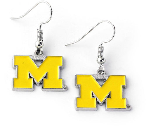 WHOLESALE MICHIGAN (YELLOW) COLLEGE DANGLER EARRINGS