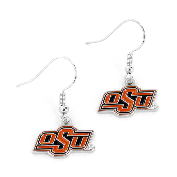 WHOLESALE OKLAHOMA STATE COLLEGE DANGLER EARRINGS
