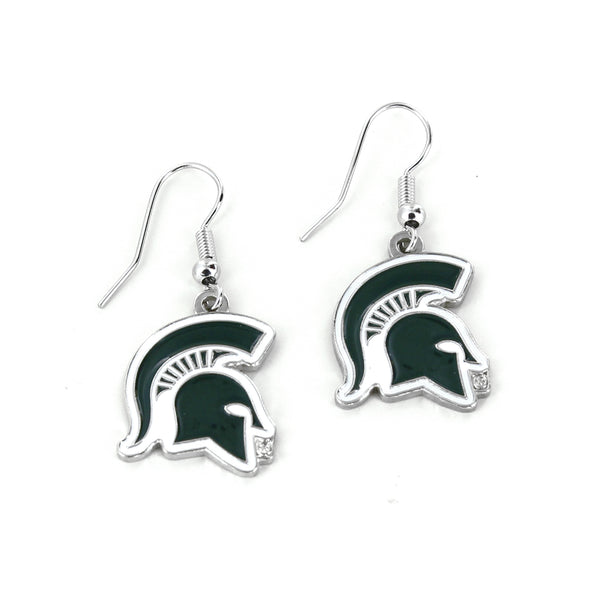 WHOLESALE MICHIGAN STATE COLLEGE DANGLER EARRINGS