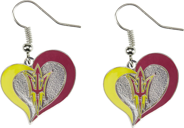 WHOLESALE ARIZONA STATE SWIRL HEART EARRINGS