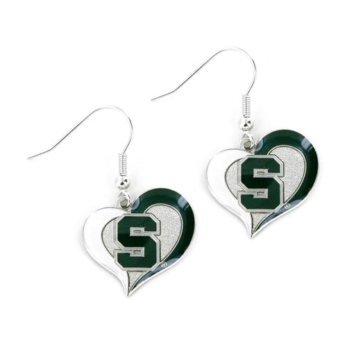 WHOLESALE MICHIGAN STATE SWIRL HEART EARRINGS