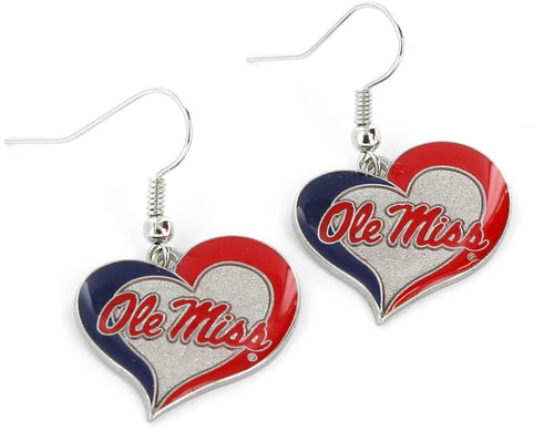 WHOLESALE OLE MISS SWIRL HEART EARRINGS