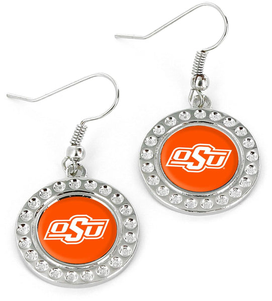 WHOLESALE OKLAHOMA STATE DIMPLE EARRINGS (FJ-1080)