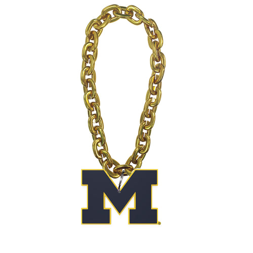 WHOLESALE MICHIGAN NAVY 'M' (GOLD) FAN CHAIN (CO)