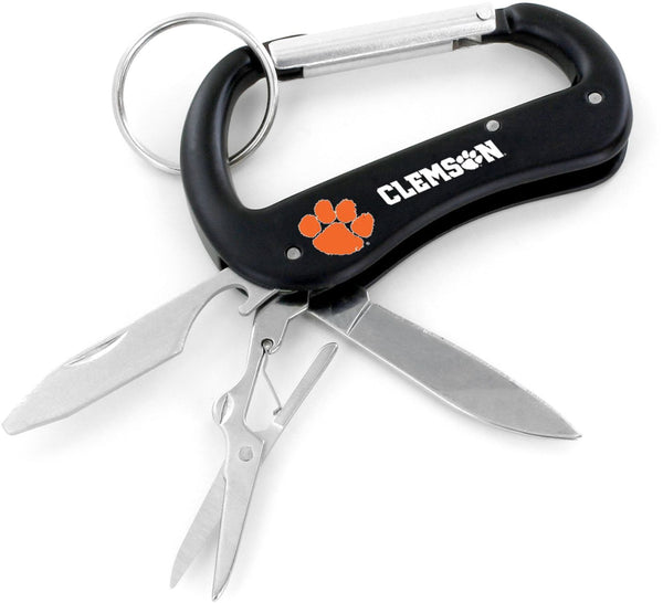 WHOLESALE CLEMSON CARABINER MULTI TOOL KEYCHAIN (SP)