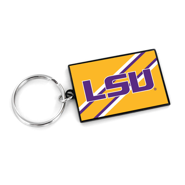 WHOLESALE LSU STRIPED KEYCHAIN